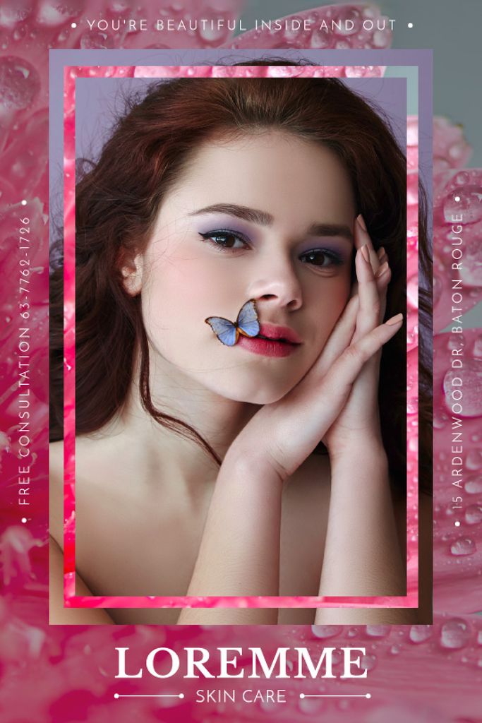 Beauty Salon ad with young Woman Tumblr Tasarım Şablonu