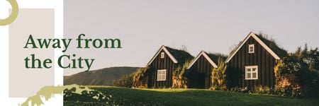Small Cabins in Country Landscape Email header tervezősablon