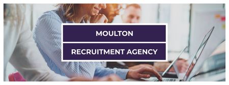 Szablon projektu Recruitment agency with people working on laptops Facebook cover