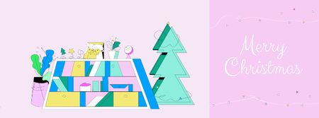 Girl with Christmas gift Facebook Video cover – шаблон для дизайну