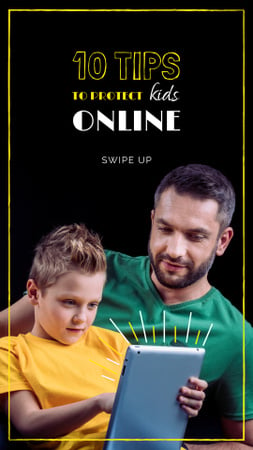 Parenting Tips Father with Son Using Tablet Instagram Story Design Template
