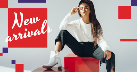 Fashion Ad Woman in Monochrome Clothes Facebook AD – шаблон для дизайну