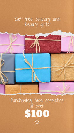Cosmetics Shop Offer Wrapped Gifts Instagram Story tervezősablon