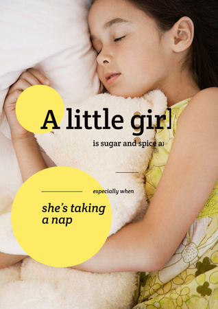 Cute little girl sleeping Poster Design Template