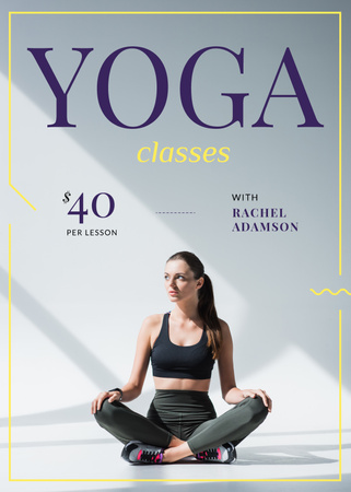 Woman Practicing Yoga on White Flayer – шаблон для дизайну