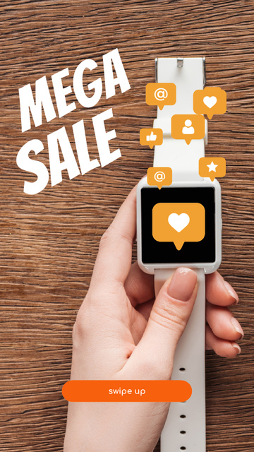 Smartwatches sale with Heart sticker Instagram Video Story Design Template