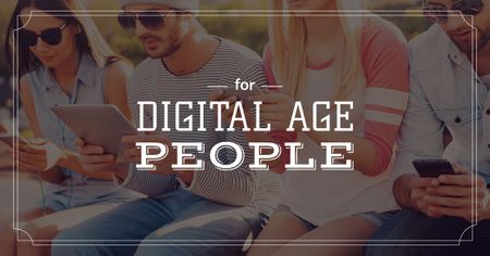 Young people with digital gadgets Facebook AD Modelo de Design