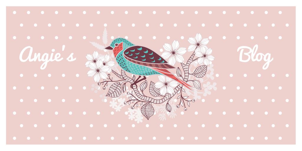 Blog Illustration Cute Bird on Pink Image Design Template