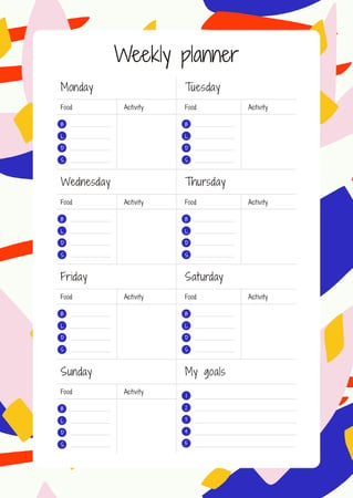 Weekly Planner on Colourful Pattern Schedule Planner Design Template