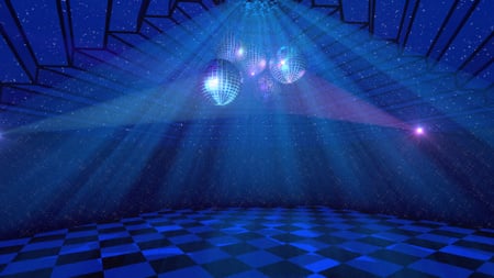 Dance hall with Disco balls Zoom Background Design Template
