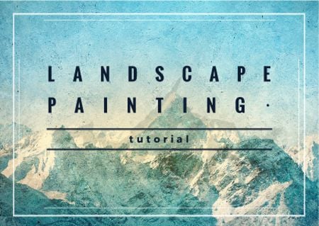 Ontwerpsjabloon van Card van Mountains Landscape painting