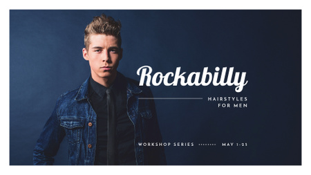 Man with rockabilly hairstyle FB event cover Design Template