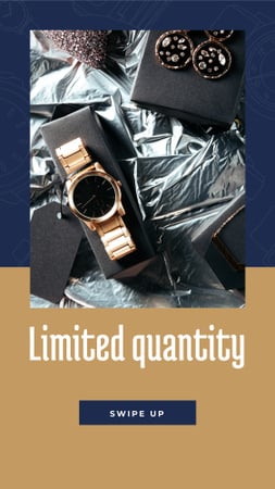 Luxury Accessories Ad with Golden Watch Instagram Story Modelo de Design