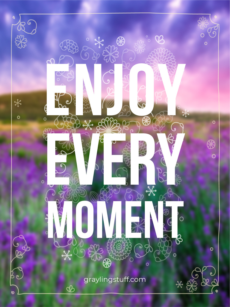 Platilla de diseño Inspiration Quote in purple Flowers field Poster US