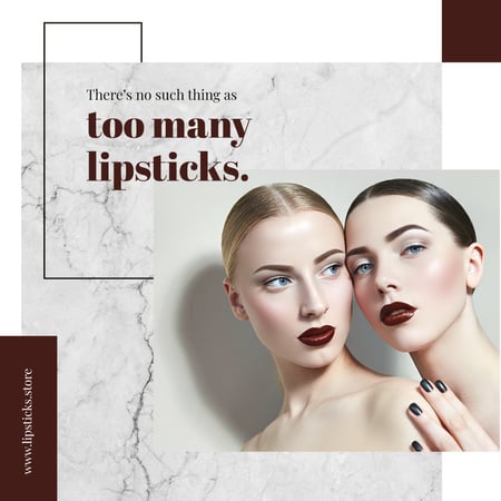 Lipstick Quote Young Women with Fashionable Makeup Instagram AD Tasarım Şablonu