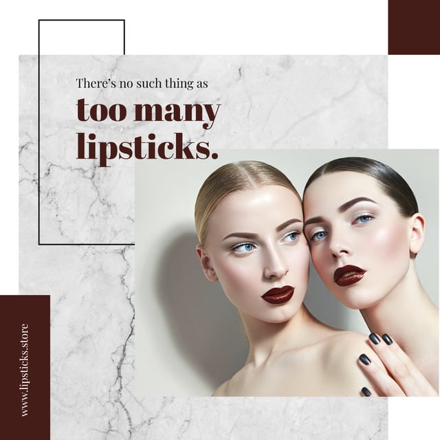 Lipstick Quote Young Women with Fashionable Makeup Instagram AD – шаблон для дизайна