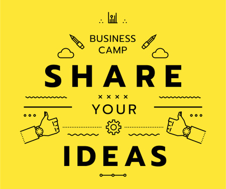 business camp edistäminen kuvakkeet keltainen Facebook Design Template
