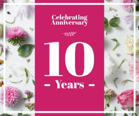 celebrating anniversary poster with flowers Medium Rectangle – шаблон для дизайну
