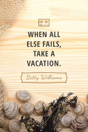 Vacation Inspiration Shells on Wooden Board Tumblr Modelo de Design