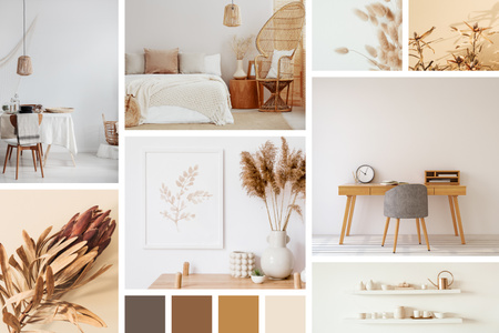 Interior Design in natural colors Mood Board Design Template