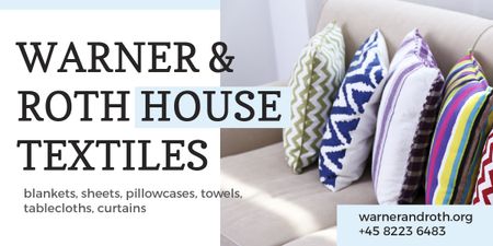 Home Textiles Ad Pillows on Sofa Image – шаблон для дизайна