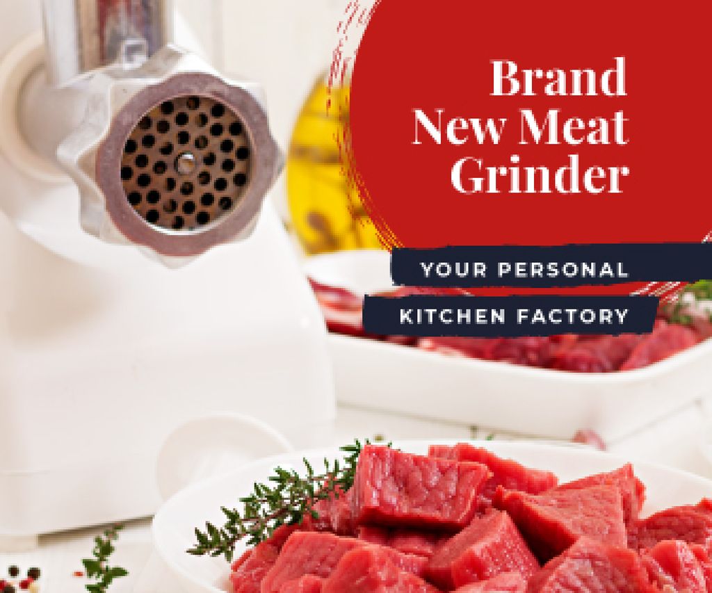 Kitchen Appliances Offer with Grinding Raw Meat Large Rectangle Πρότυπο σχεδίασης