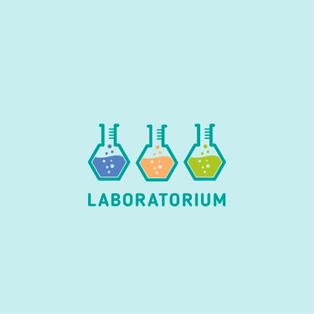 Template di design Attrezzatura da laboratorio con icona di boccette di vetro Logo