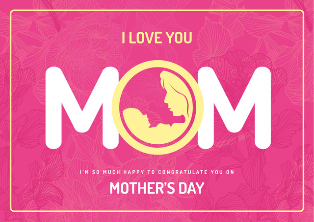 Symbol of mother with baby on Mothers day Card Design Template