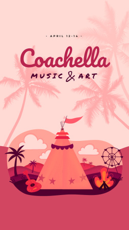 Coachella Invitation Girl in Festival Tent Instagram Video Story Šablona návrhu
