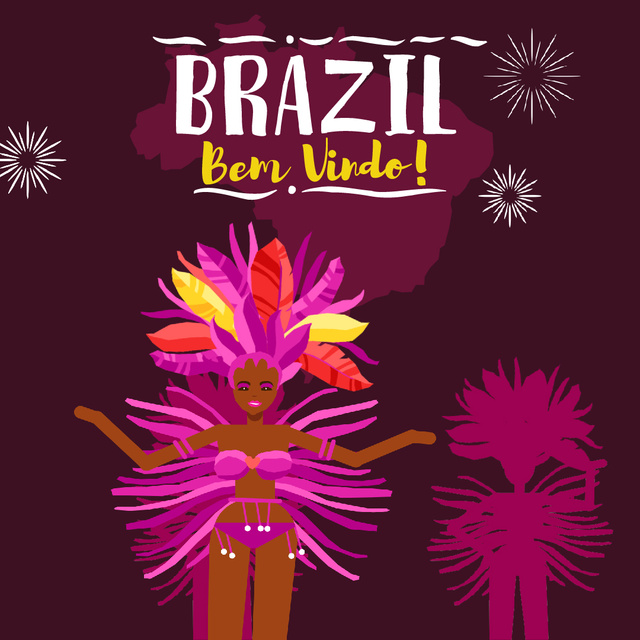 Designvorlage Women Dancing at Brazilian Carnival für Animated Post