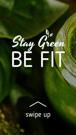Green smoothie in glass jar Instagram Story Design Template