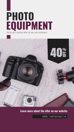 Dslr Camera and Photo Equipment Offer Instagram Video Story Modelo de Design