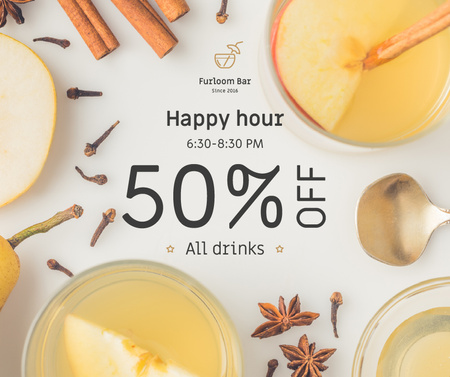 Happy Hours Offer White Mulled Wine Facebook tervezősablon