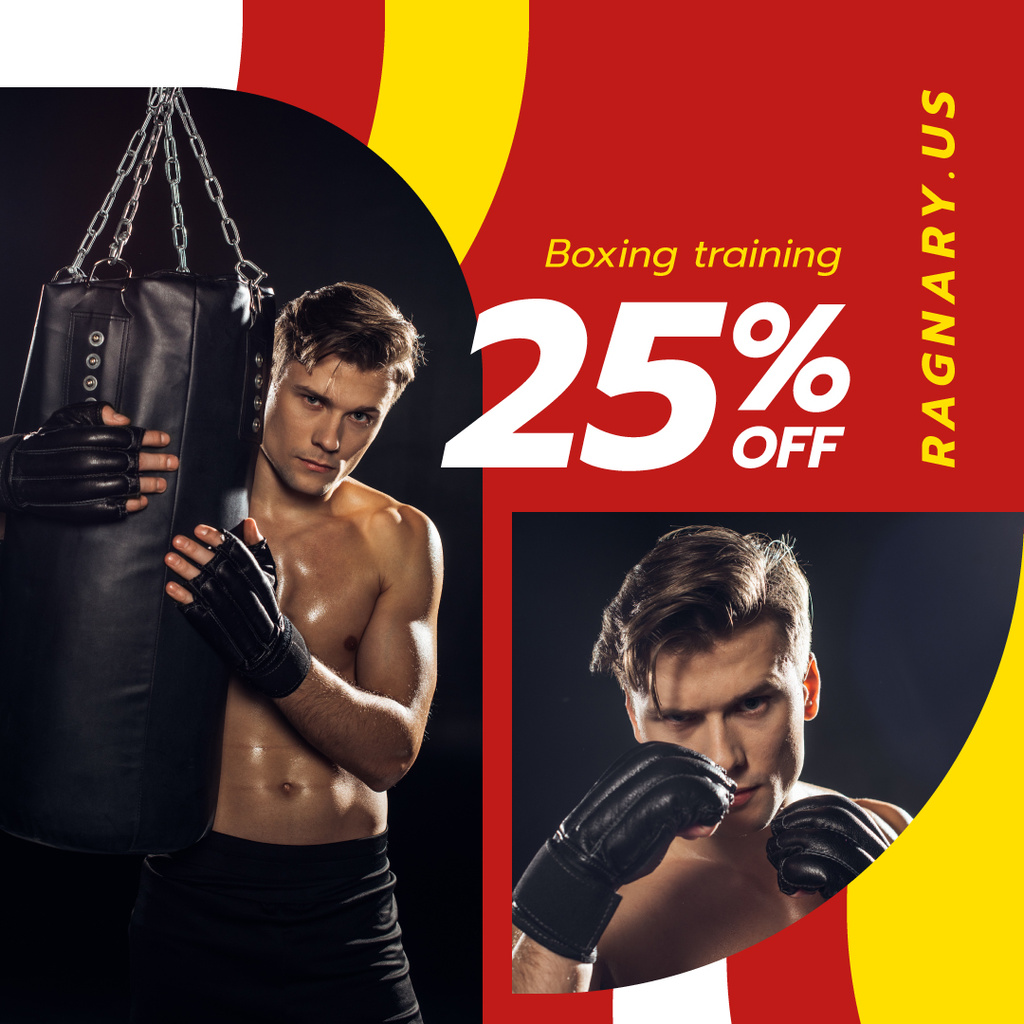 Template di design Gym Offer Man in Boxing Gloves Instagram AD