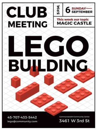 Lego Building Club Meeting Poster US Πρότυπο σχεδίασης