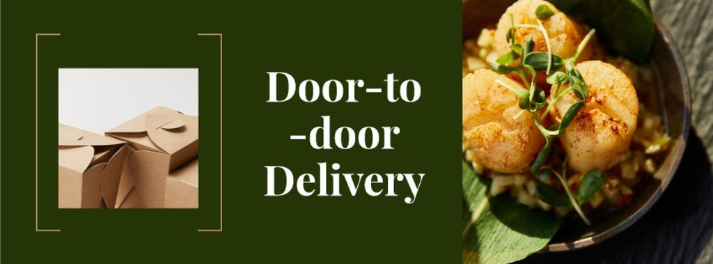 Food Delivery Offer with Tasty Dish Facebook cover Design Template