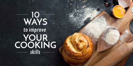 Cooking Skills courses with baked bun Image Design Template