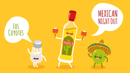 Mexican Party Dancing Tequila, Lime and Salt Characters Full HD video Design Template