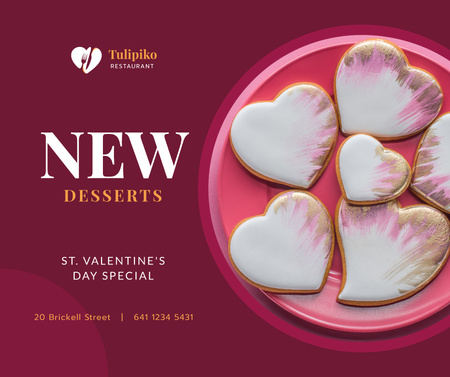 Modèle de visuel Valentine's Day Heart-Shaped Cookies - Facebook