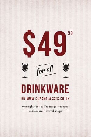 Platilla de diseño Drinkware Sale Glass with red wine Tumblr