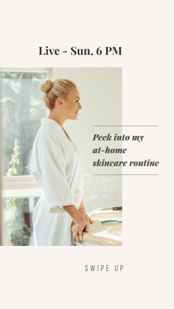 Plantilla de diseño de Beauty Blog Ad with Woman looking into Mirror Instagram Story 