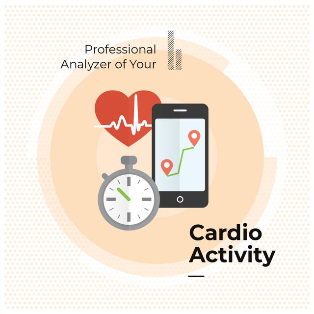 Application for cardio activity monitoring Instagram ADデザインテンプレート