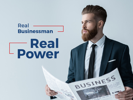 Handsome Businessman holding newspaper Presentation – шаблон для дизайну