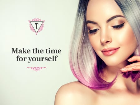 Template di design Beautiful young woman with modern hairstyle Presentation