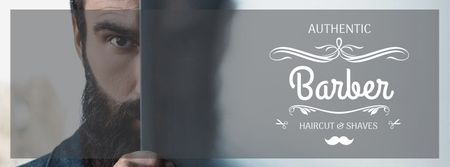 Authentic Barbershop advertisement Facebook cover – шаблон для дизайну