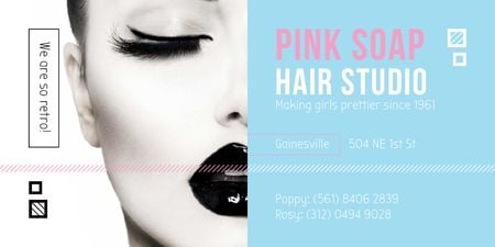 Hair Studio Offer Woman with bright Makeup Twitter Design Template