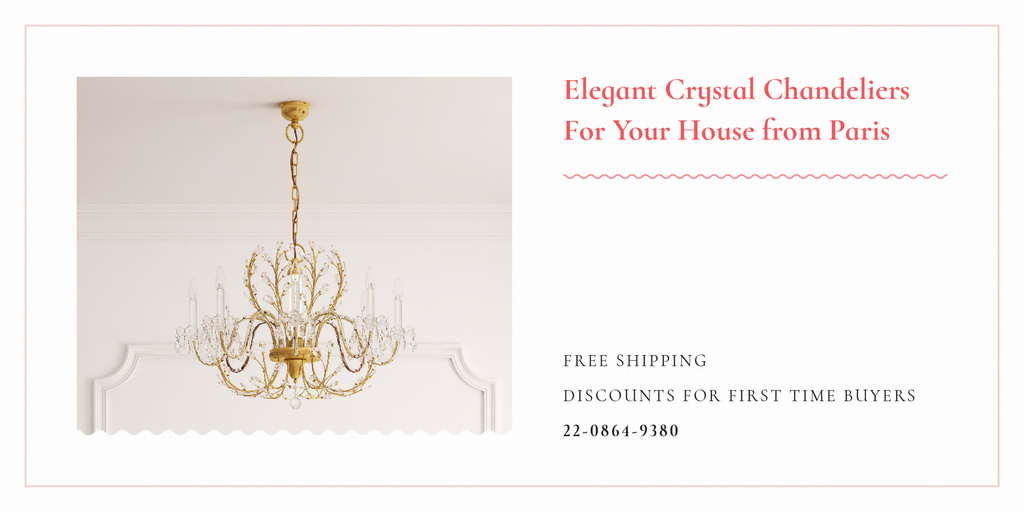 Ontwerpsjabloon van Twitter van Elegant crystal chandeliers from Paris
