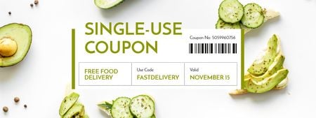 Free Food Delivery Offer with Avocado Sandwiches Coupon Design Template