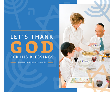 Family at Passover dinner table Facebook Design Template
