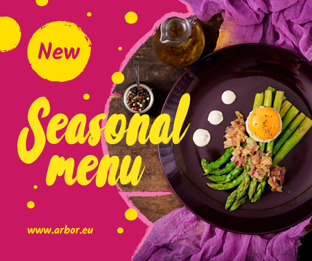 Seasonal Menu offer with green asparagus Facebook Tasarım Şablonu